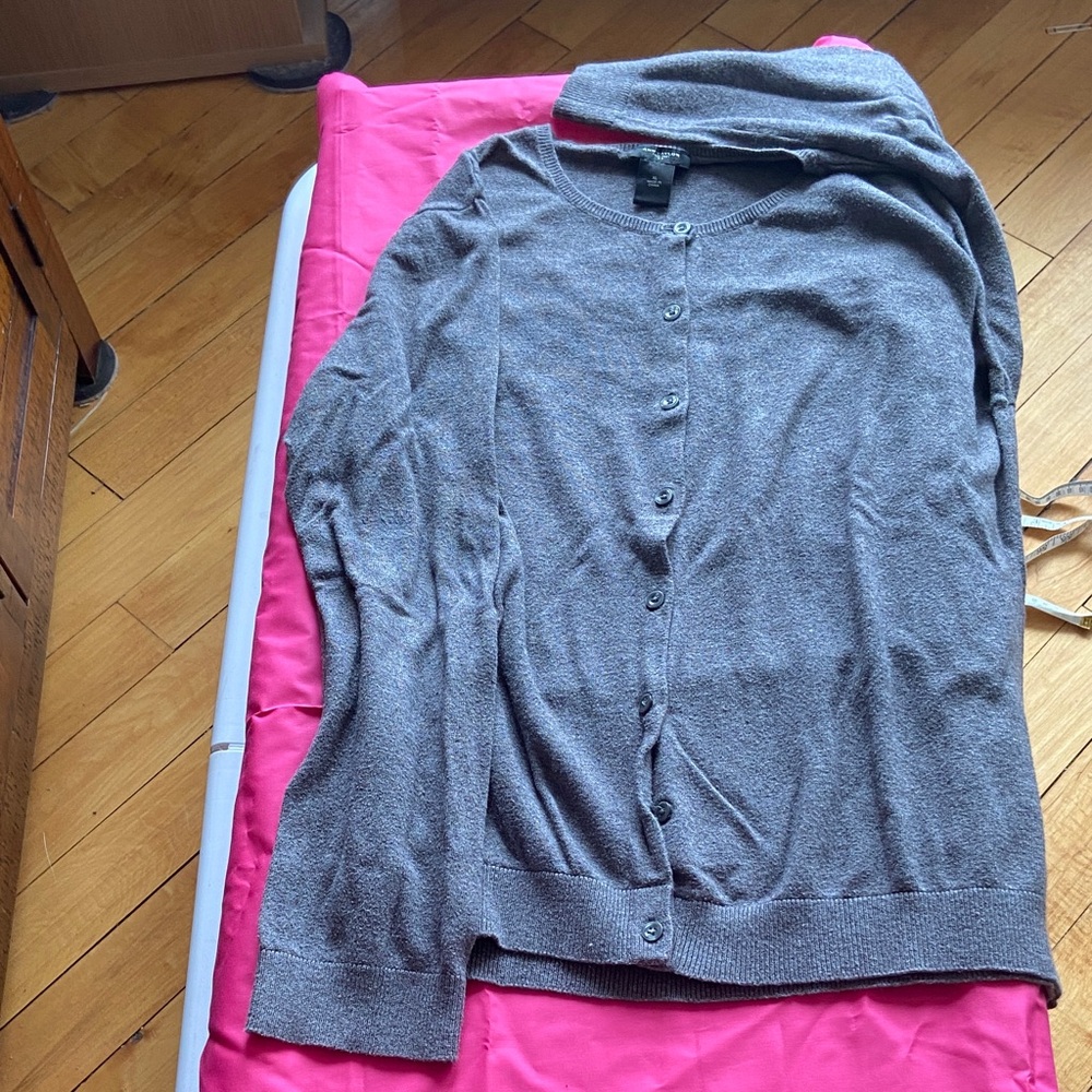 Ann Taylor Charcoal & White Cardigan